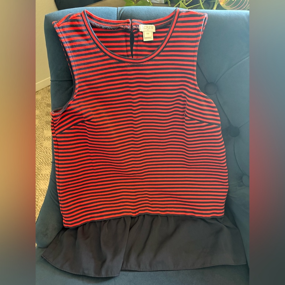 J. Crew Factory Red and Blue Striped sleeveless top XXS